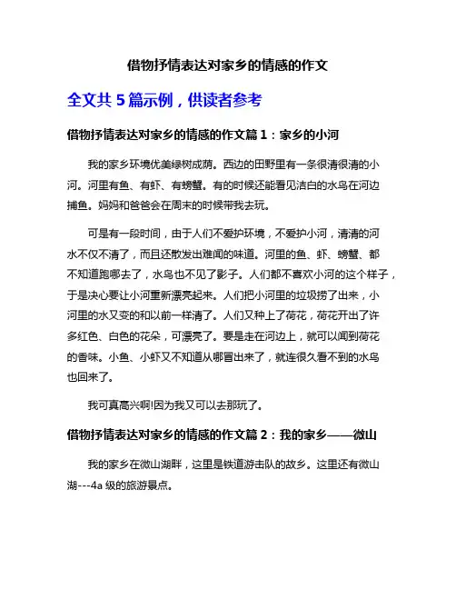 借物抒情表达对家乡的情感的作文