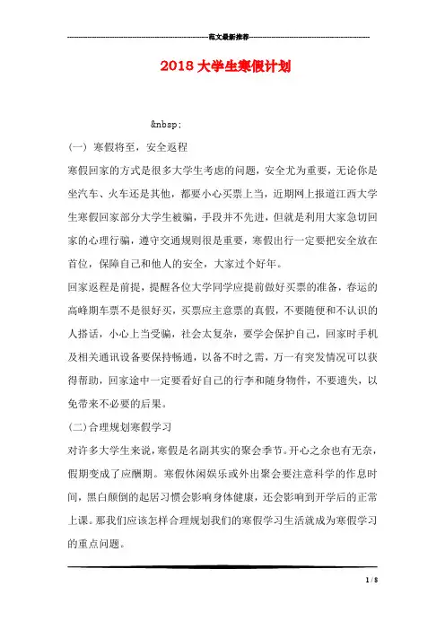 2018大学生寒假计划