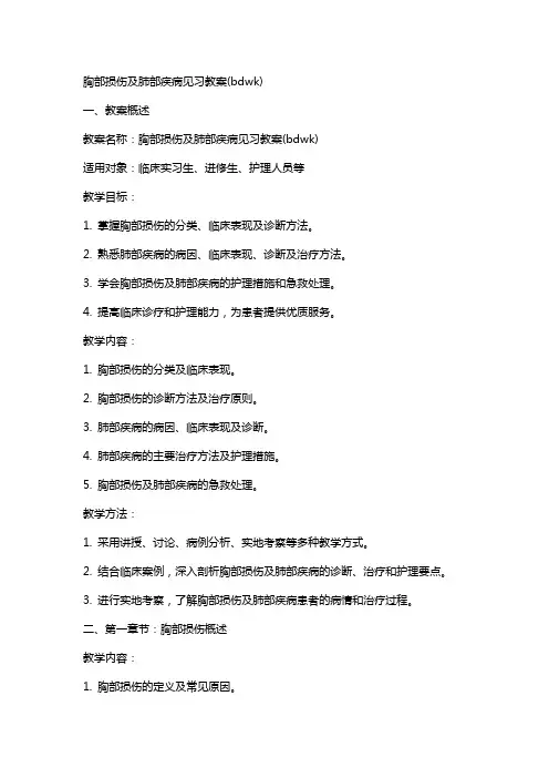 胸部损伤及肺部疾病见习教案(bdwk)