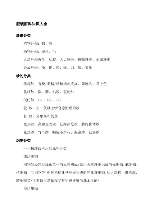 服装面料知识大全