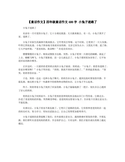 【童话作文】四年级童话作文400字 小兔子迷路了 2