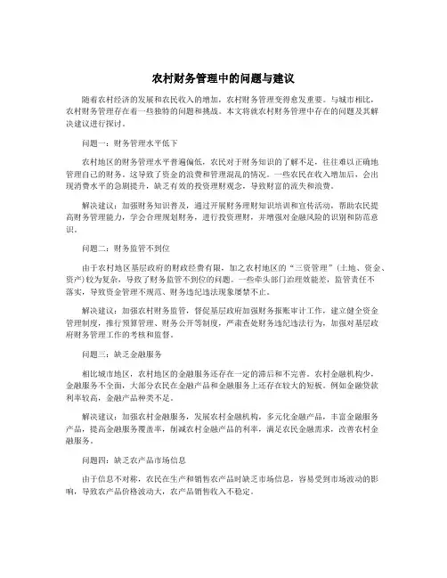 农村财务管理中的问题与建议