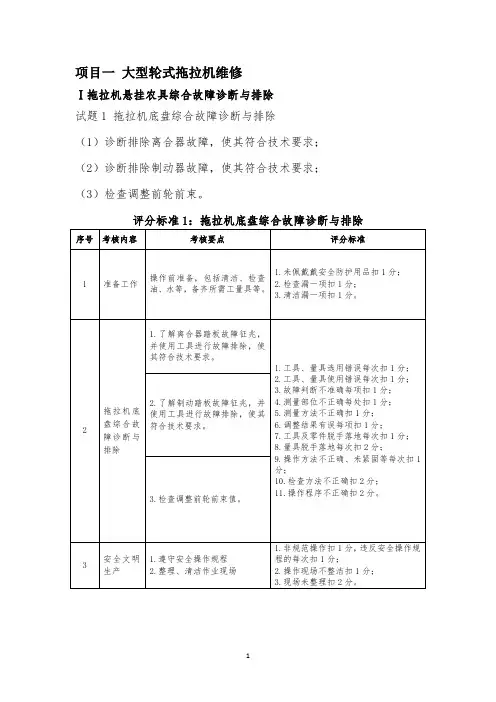 2021中职 农机维修 赛题库(赛项赛题)