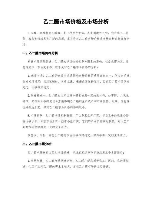 乙二醛市场价格及市场分析