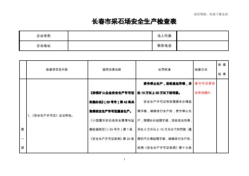 长春市采石场安全生产检查表