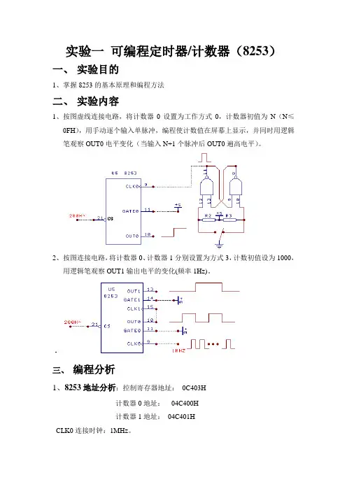 实验一可编程定时器计数器(8253)