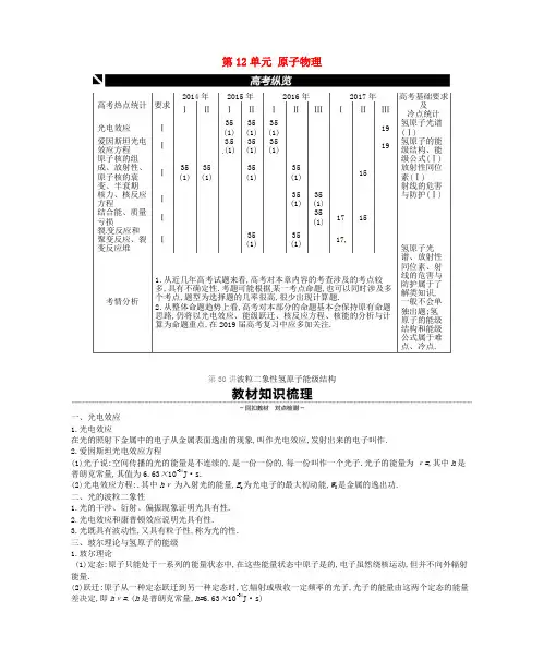 推荐2019版高考物理大一轮复习第12单元原子物理学案
