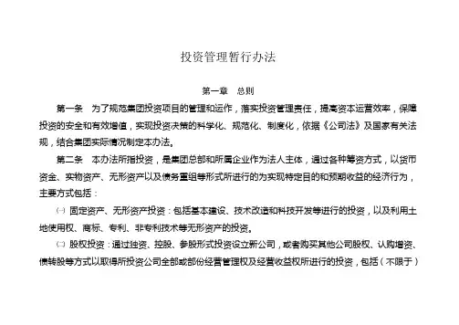 集团公司投资管理办法