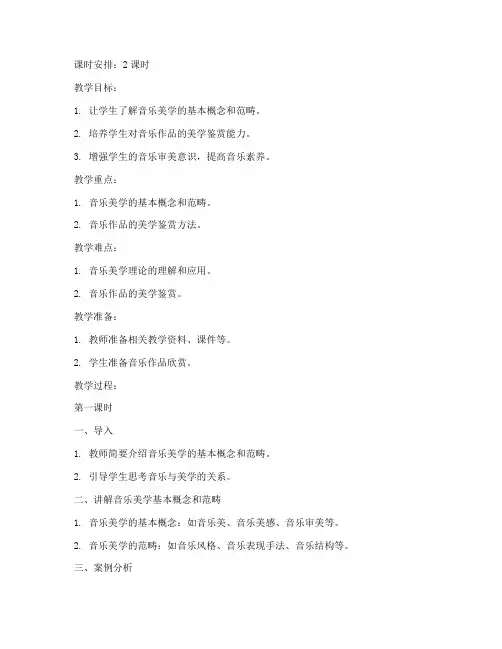 大学音乐美学教案模板范文