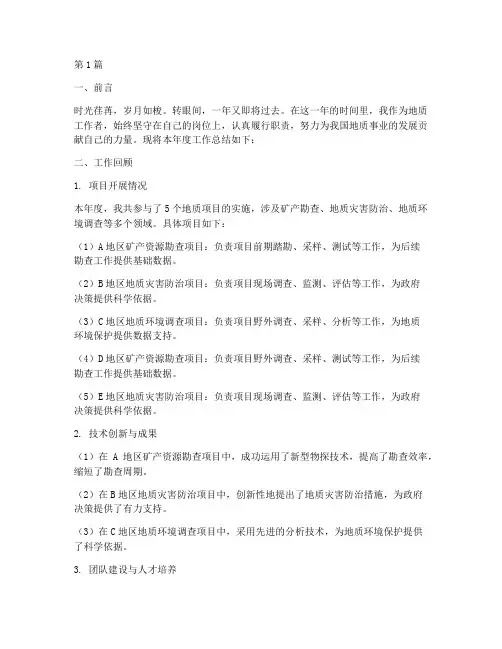 地质_年度工作总结范文(3篇)