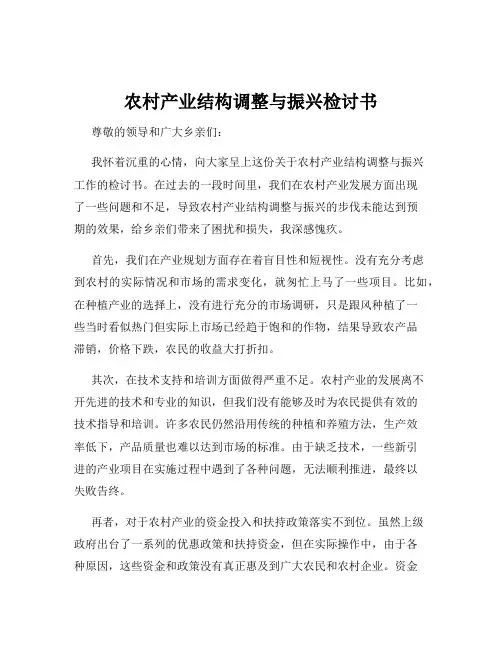 农村产业结构调整与振兴检讨书