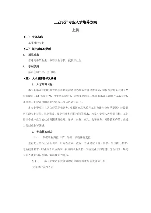 工业设计专业人才培养方案