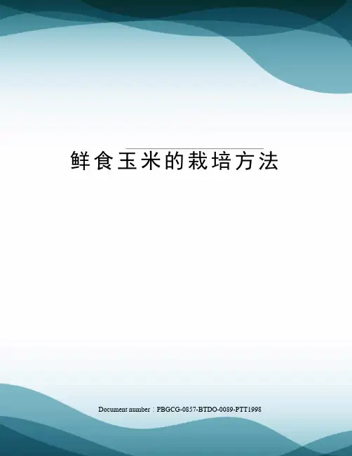 鲜食玉米的栽培方法修订版