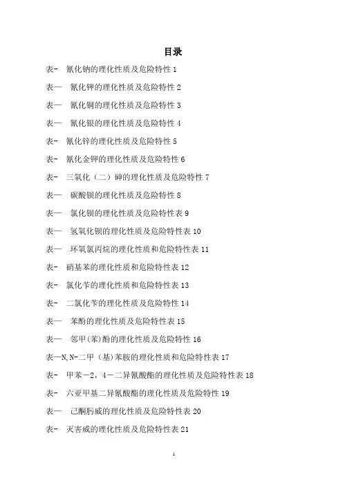 危险化学品特性表_第6类