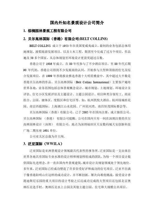 国内知名景观公司简介