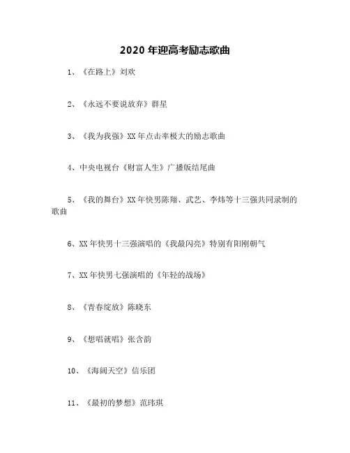 2020年迎高考励志歌曲
