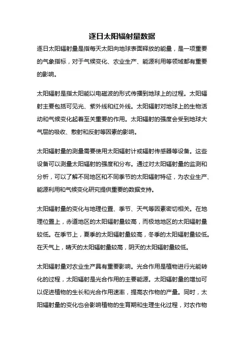 逐日太阳辐射量数据