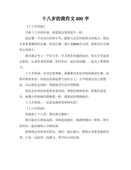 十八岁的我作文600字