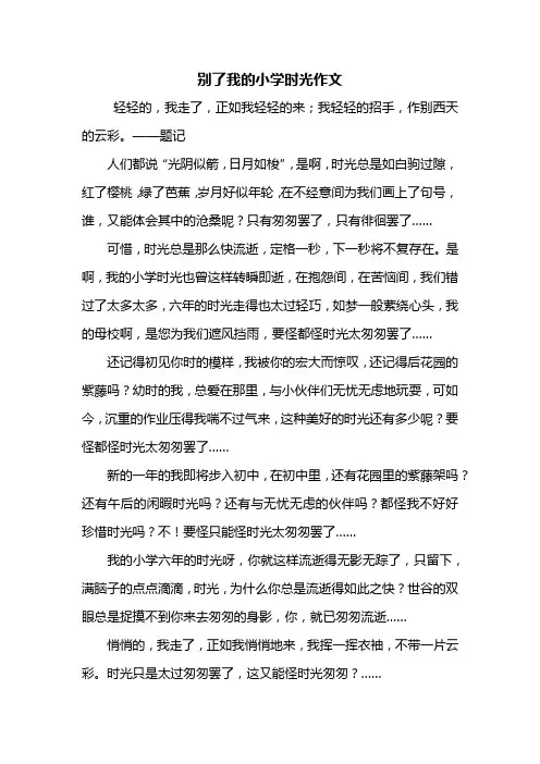 六年级作文：别了我的小学时光作文600字