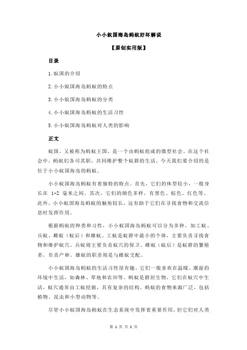 小小蚁国海岛蚂蚁好坏解说