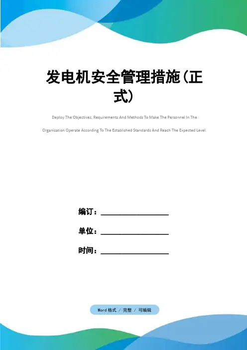 发电机安全管理措施(正式)