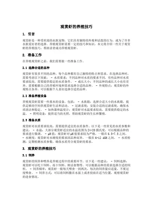 观赏虾的养殖技巧