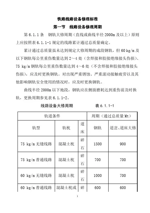 铁路线路设备修理标准