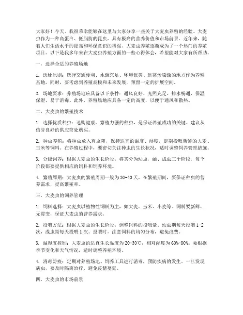 大麦虫养殖经验交流发言稿