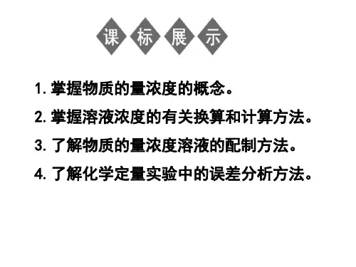 物质的量浓度及其计算