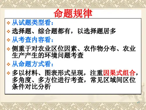 农业区位因素二轮专题复习课