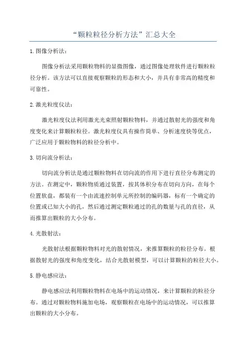 “颗粒粒径分析方法”汇总大全