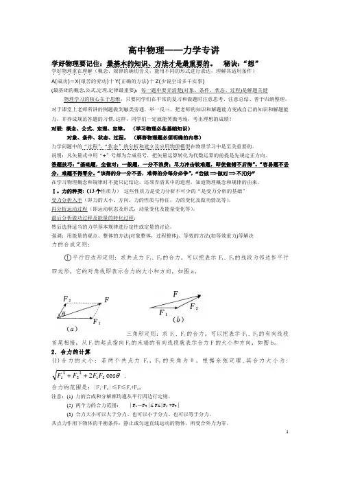 力学、受力分析—知识点+方法+例题