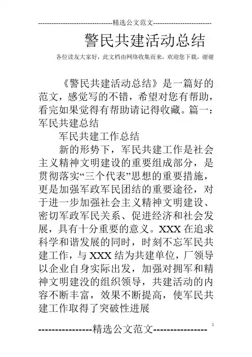 警民共建活动总结