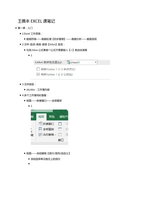 王佩丰EXCEL课笔记