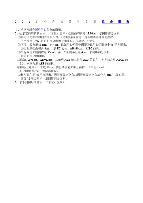 苏教版小升初数学总复习试题组合图形