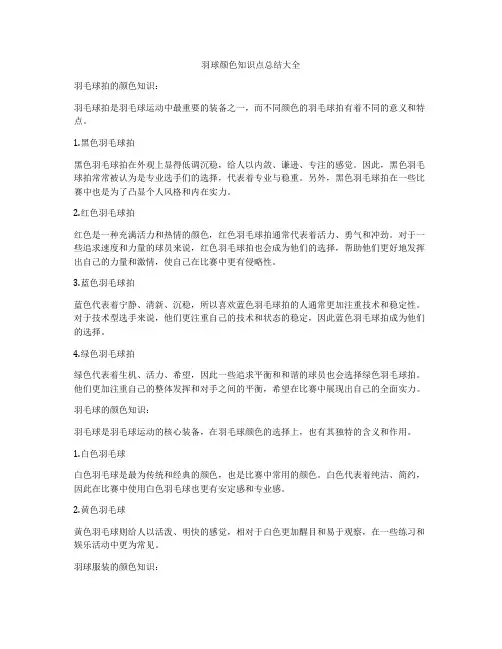 羽球颜色知识点总结大全