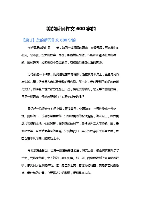 美的瞬间作文600字的