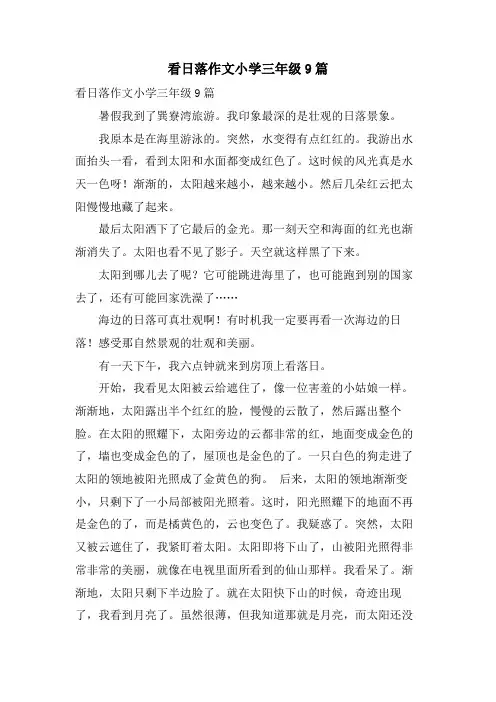 看日落作文小学三年级9篇