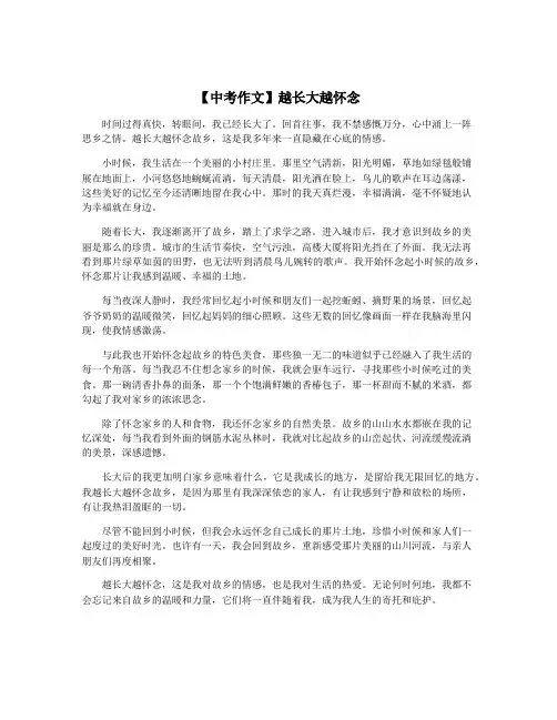 【中考作文】越长大越怀念