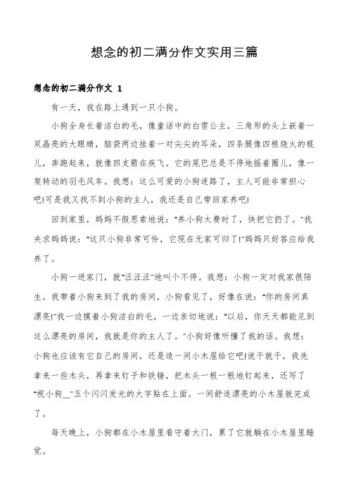想念的初二满分作文实用三篇