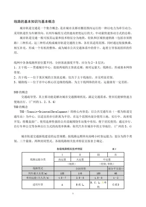 地铁线路的基本知识与基本概念