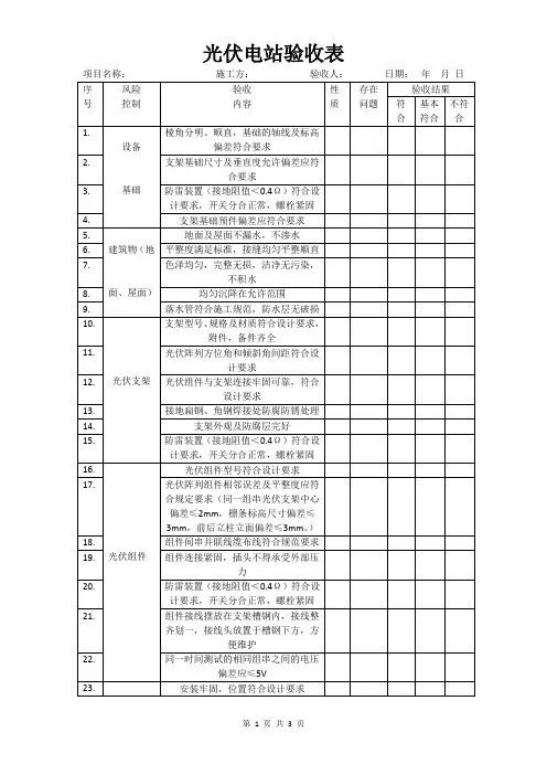 光伏工程验收标准