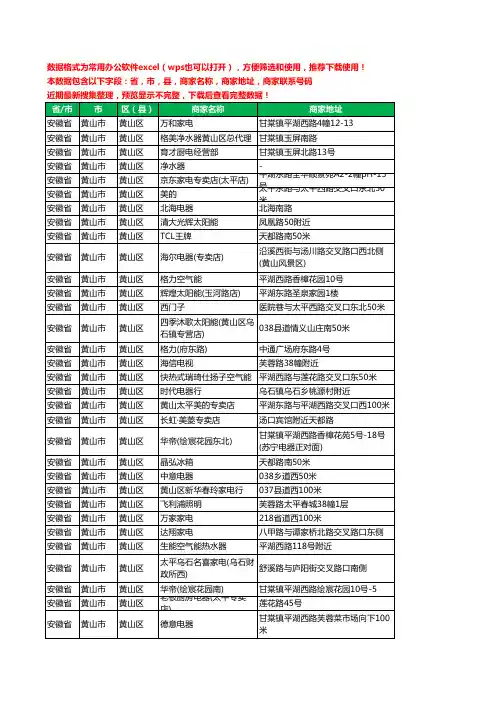 2020新版安徽省黄山市黄山区家用电器工商企业公司商家名录名单联系电话号码地址大全85家