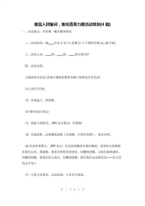 重温入团誓词,集结青春力量活动策划(4篇)