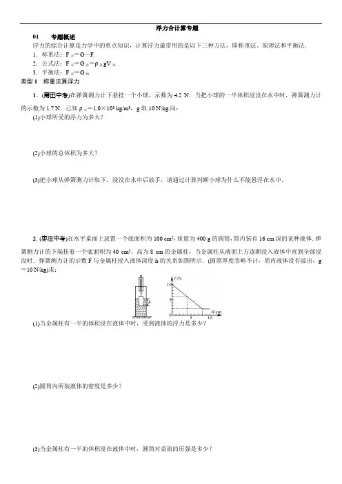 浮力计算专题(含答案)