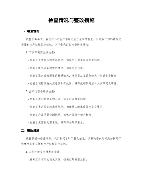 检查情况与整改措施
