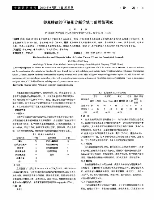卵巢肿瘤的cT鉴别诊断价值与前瞻性研究