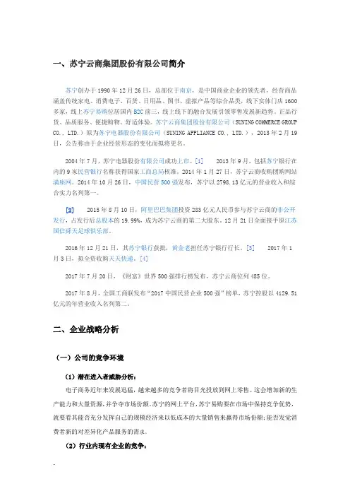 苏宁财务报表分析