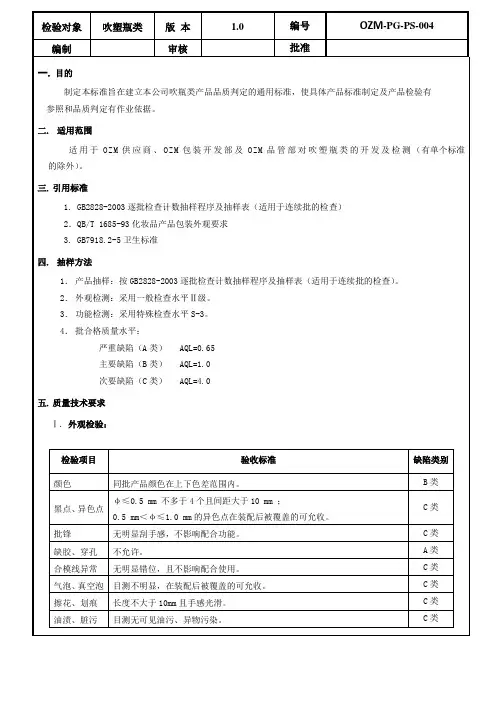 04泵头类质量验收标准