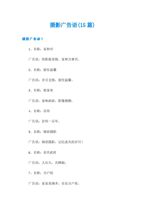 摄影广告语(15篇)